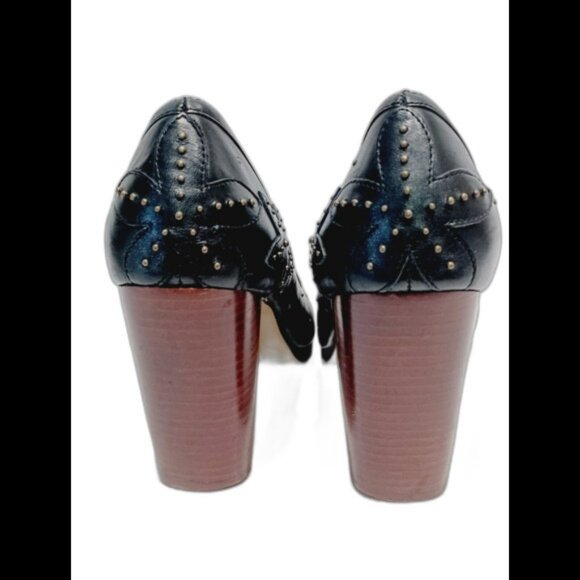 Seychelles Black Leather Studded Platform Heels - Picture 4 of 8
